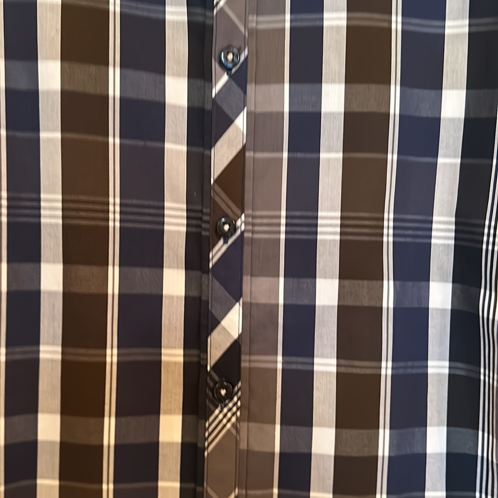 Zagiri Mens Buttondown Blues, Browns, White Stitching BEAUTIFUL XL - Picture 3 of 9